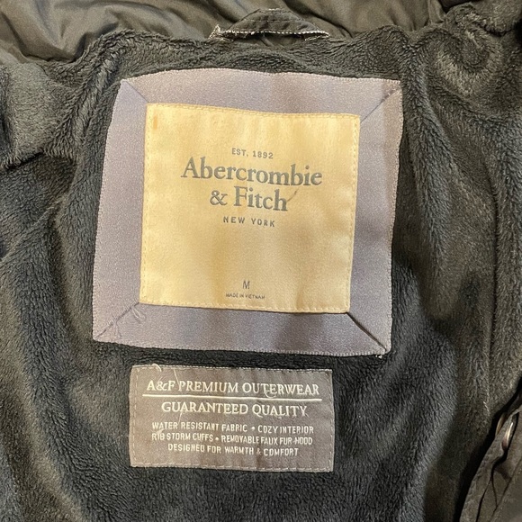 Abercrombie&Fitch women’s size M black hooded mid-length puffer coat - Picture 7 of 10